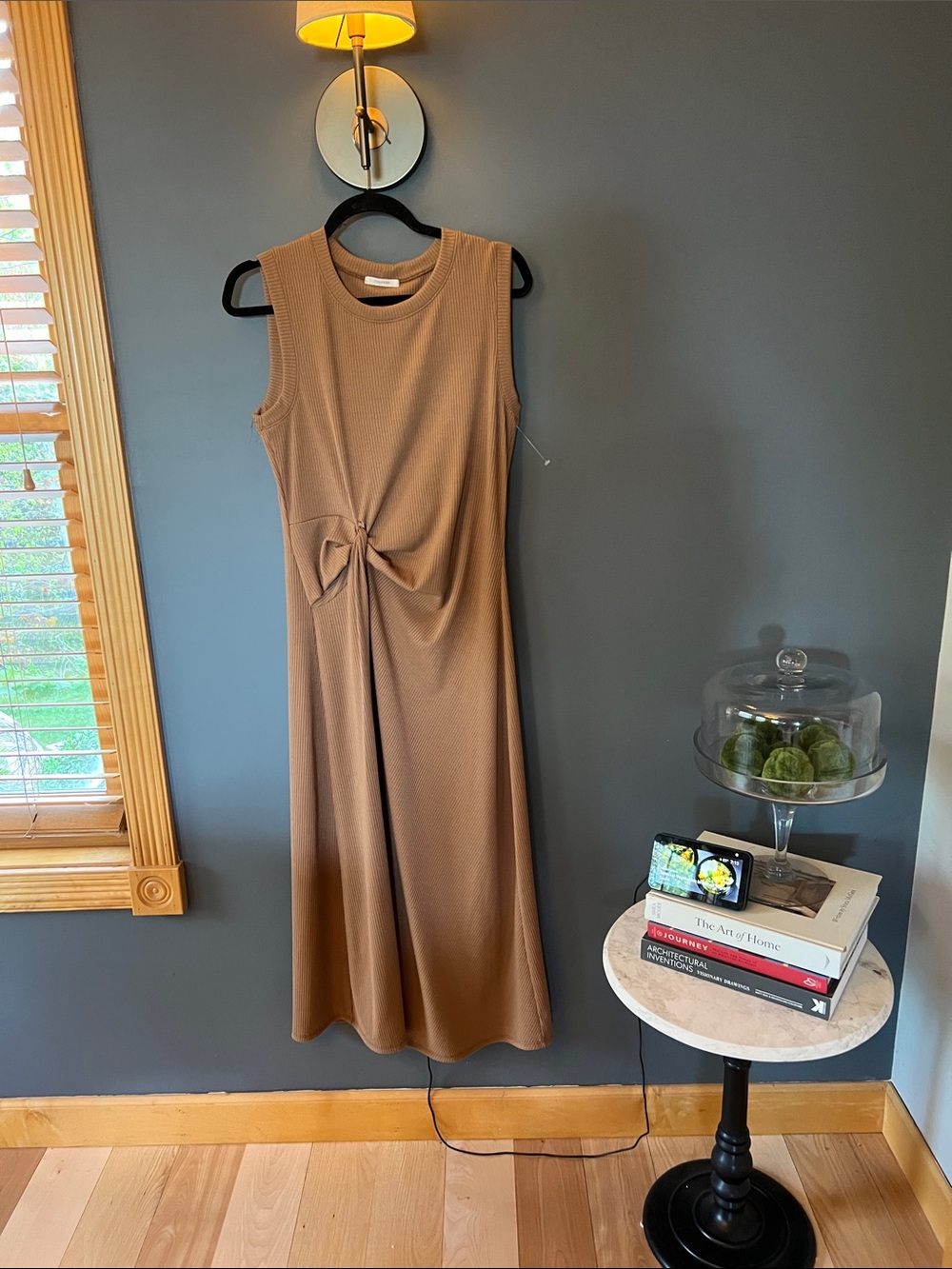Maurices Tan Sleeveless Midi Dress with Front Knot